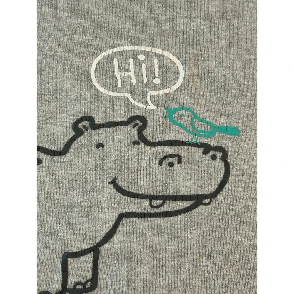 Carters Toddler 2T Gray Hippo Bird Graphic Short Sleeve T-Shirt (1285)